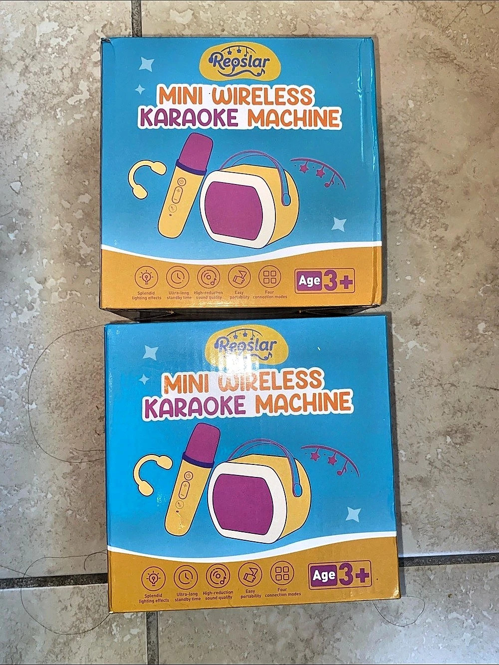 Reoslar Mini Wireless Karaoke Machine Set, Blue & Yellow (2)
